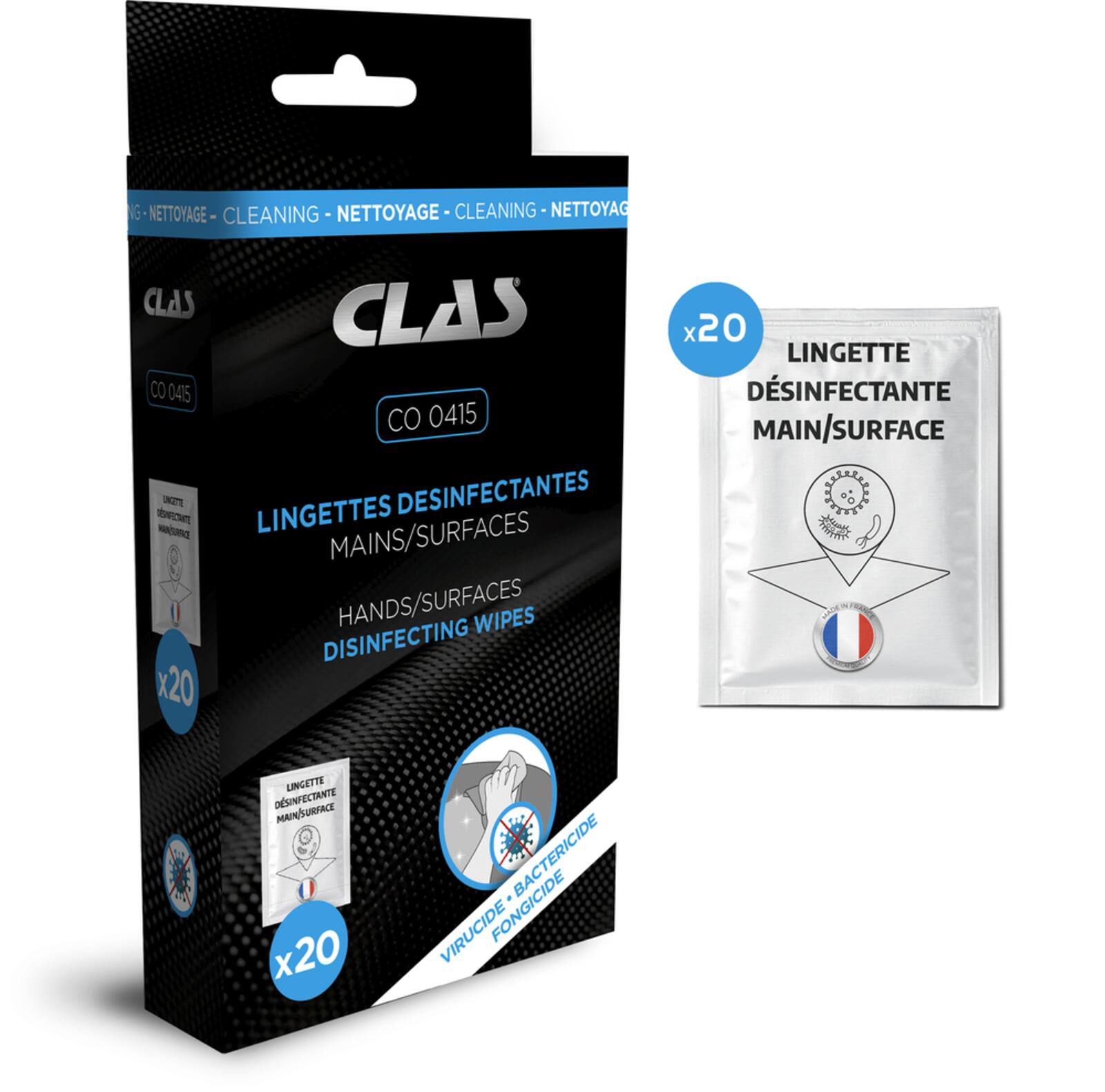 20 LINGETTES DESINFECTANTES MAINS/SURFACES